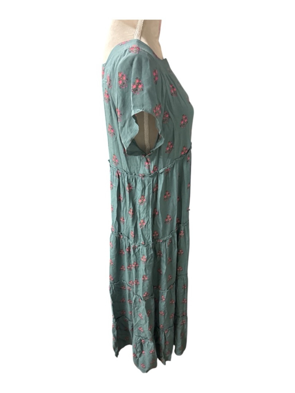 NATURAL LIFE Teal Tiered Maxi Dress with Short Sleeves - Picture 3 of 8